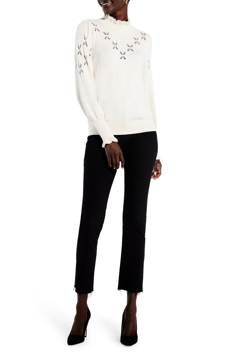 NIC+ZOE Pointelle Pip Sweater, Alternate, color, Sandshell