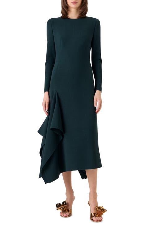 Long Sleeve Wool Midi Dress