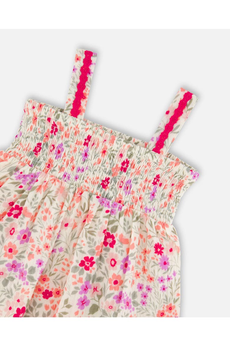 Tank Top with Smocking and Flowers Shorts Set in Muslin, Alternate, color, Off White Printed Flowers