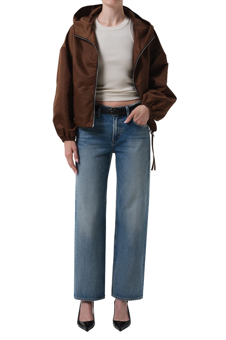 Crop Taffeta Windbreaker, Alternate, color, BROWN
