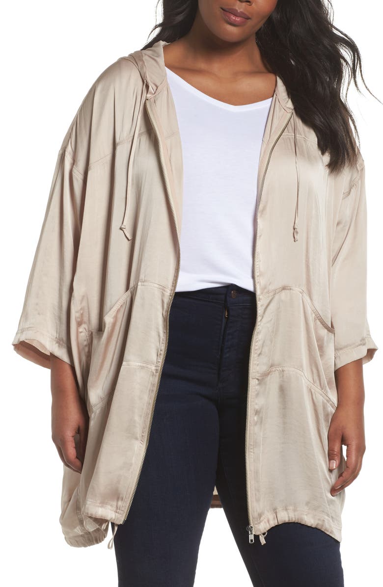 Sejour Oversized Satin Zip Jacket, Main, color, 