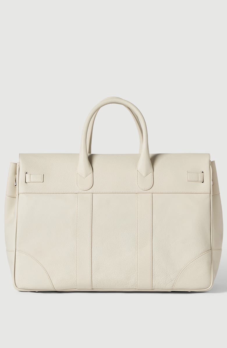 Brunello Cucinelli Grained calfskin country bag, Alternate, color, Ivory