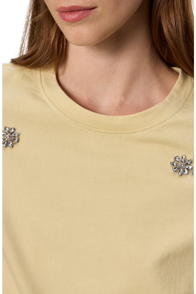 Floral Crystal Embellished Organic Cotton T-Shirt, Alternate, color, BUTTERCREAM WHITE