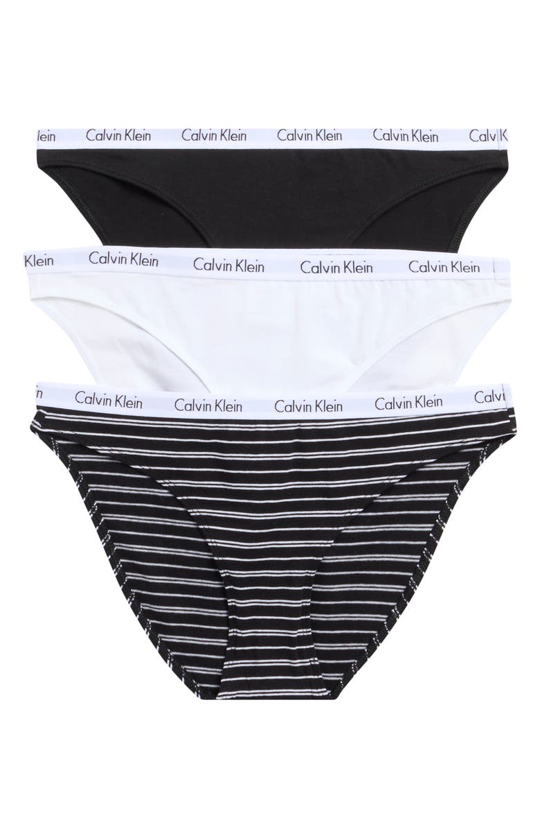 Calvin Klein Pack of 3 Assorted Bikinis, Main, color, Black/White/Black Multi