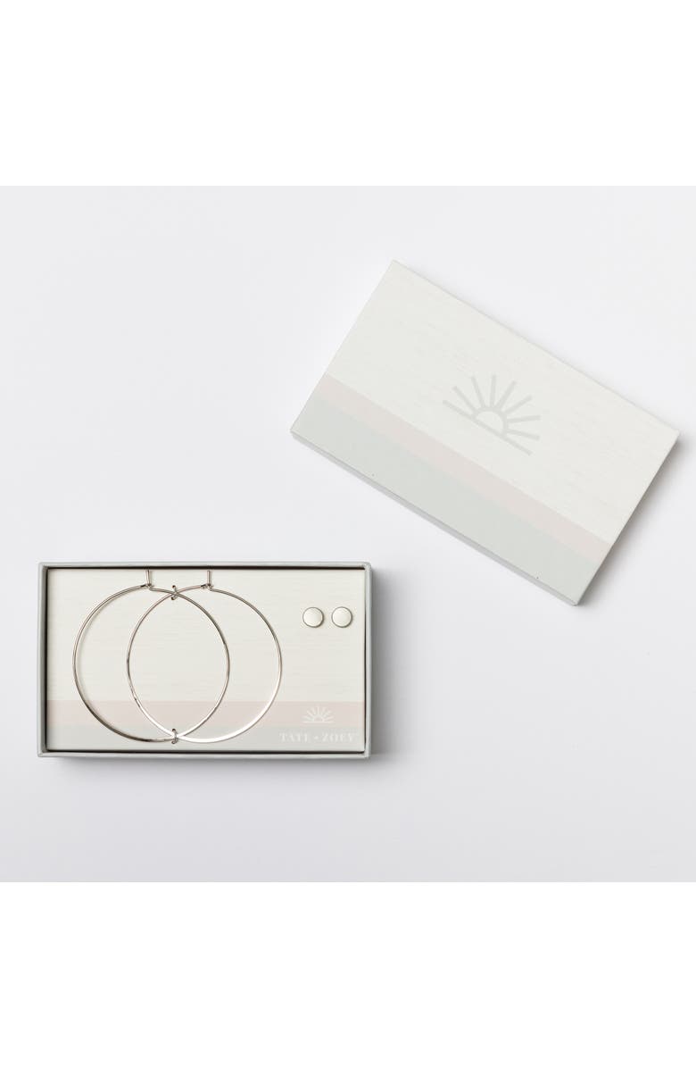 Totalee Gift Silver Geometric Circle Earring Set Burnished Brass silver, Main, color, Silver