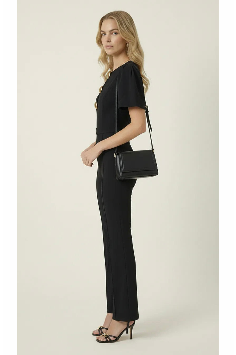 Embellished Cutout Flared Leg Jumpsuit, Alternate, color, Black