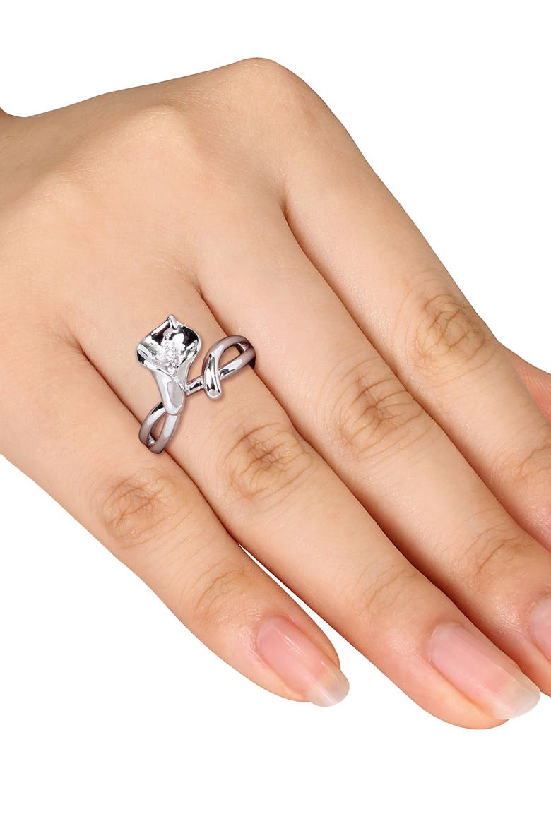 Calla Lilly Diamond Ring - 0.01 ctw, Alternate, color, SILVER