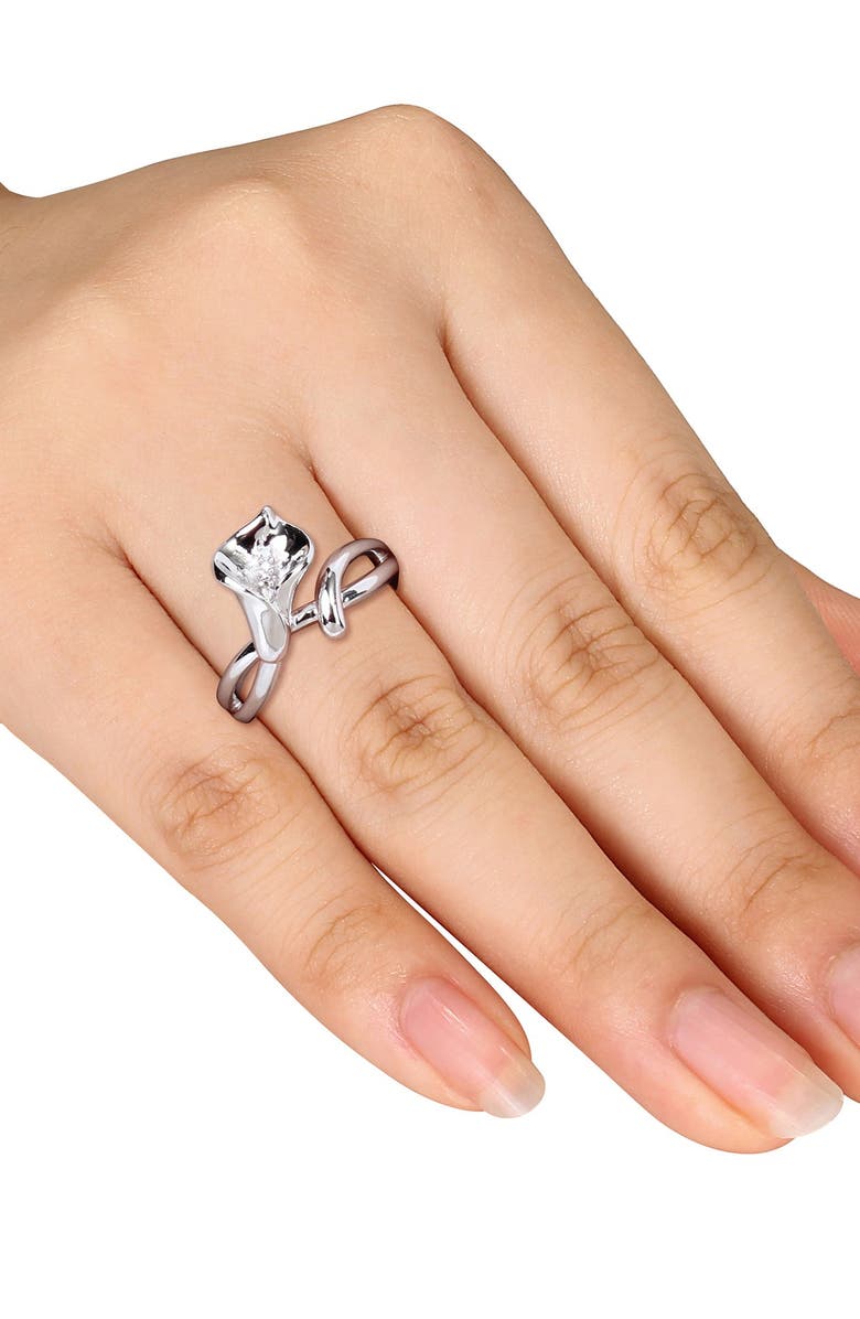 DELMAR Calla Lilly Diamond Ring - 0.01 ctw, Alternate, color, Silver