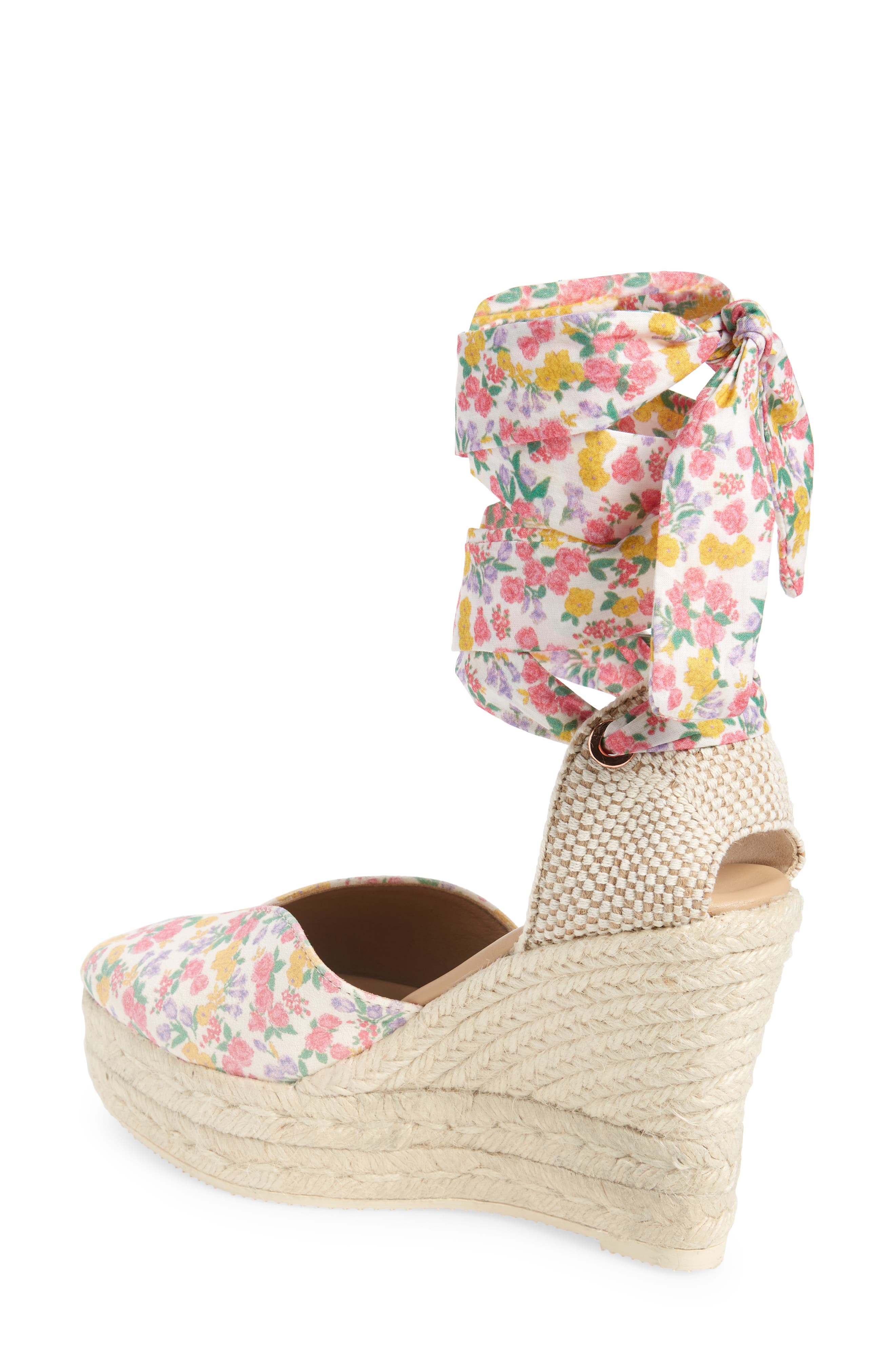 LoveShackFancy Loves Manebí Floral Espadrille Wedge Sandal, Alternate, color, FRUITY PUNCH