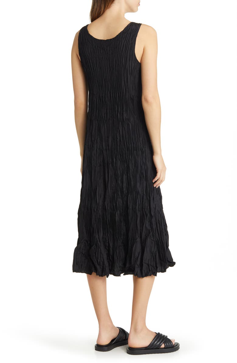 Eileen Fisher Tiered Pleated Silk Midi Dress, Alternate, color, 