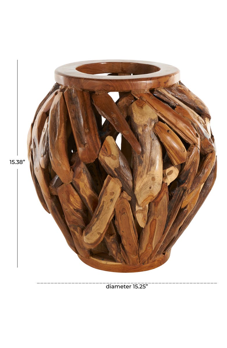 SONOMA SAGE HOME Teak Wood Vase, Alternate, color, Brown