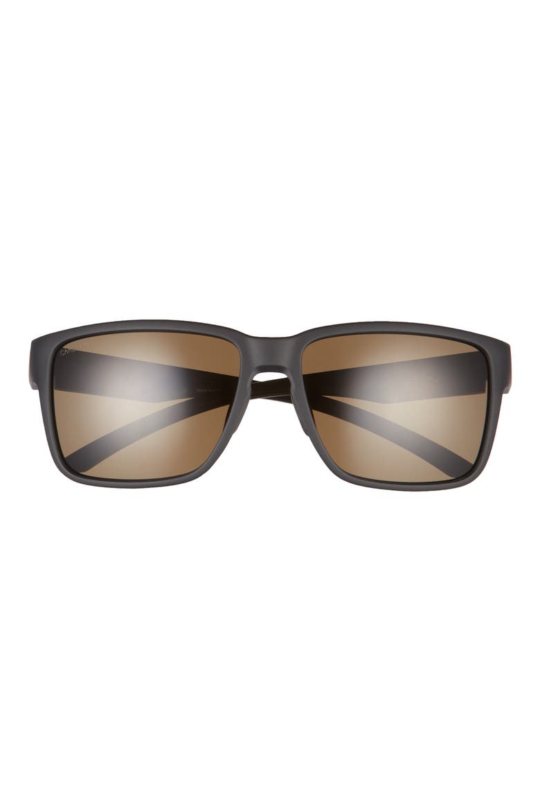 Emerge 60mm Polarized Rectangle Sunglasses, Main, color, MATTE BLACK / CHROMAPOP POLARIZED GRAY GREEN