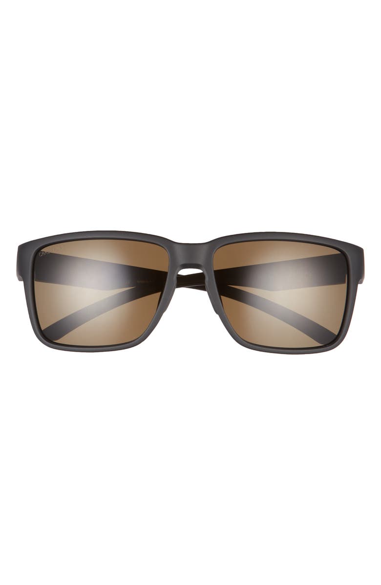 Smith Emerge 60mm Polarized Rectangle Sunglasses, Main, color, Matte Black/ Grey Green