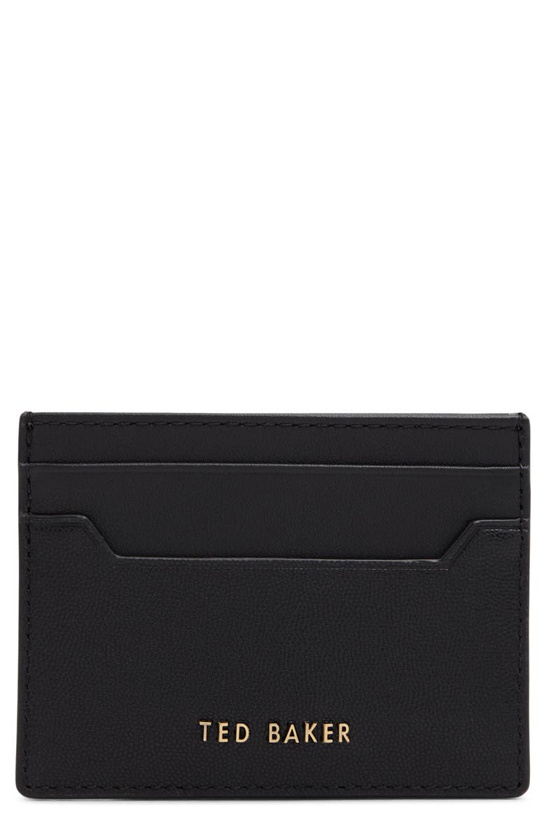 Ted Baker London Cavendish Pebbled Leather Cardholder, Main, color, Smooth Black