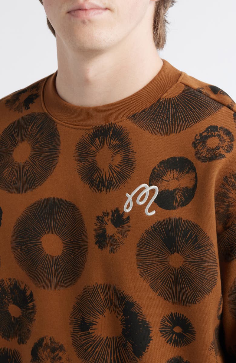 Malbon Golf Range Foraging Print Sweatshirt, Alternate, color, Pecan