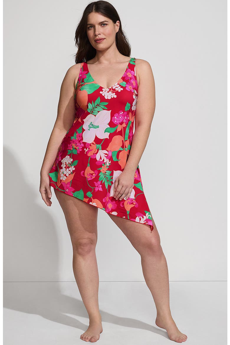 Slender Suit Fauxkini One Piece Swimsuit, Alternate, color, Coral Rose Lilies