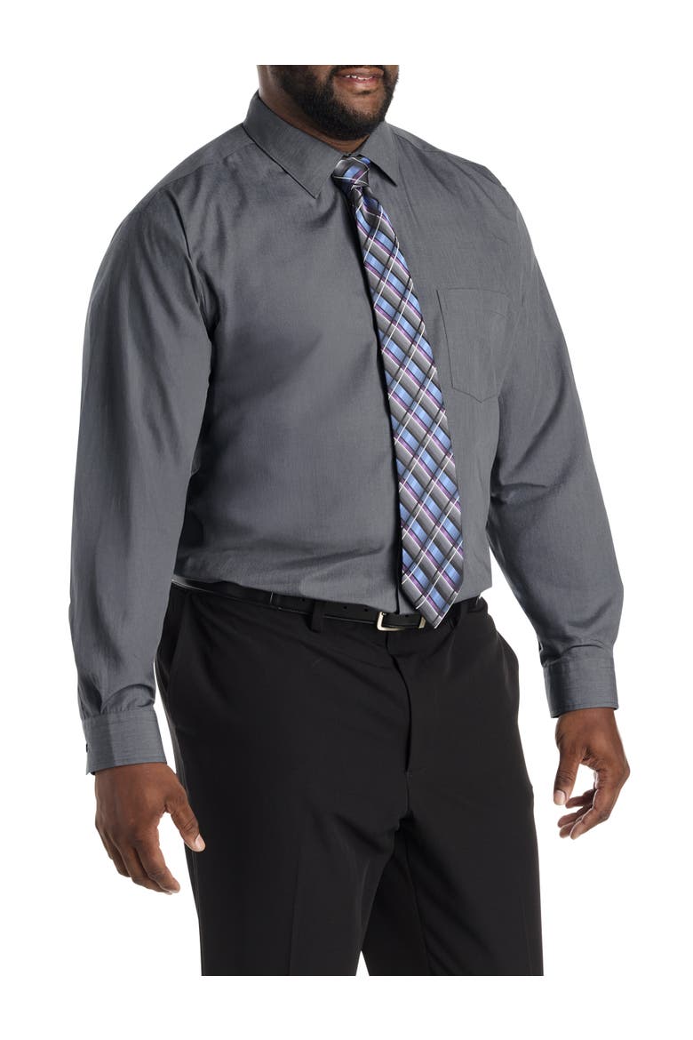 Big & Tall Performance Heather Dress Shirt, Alternate, color, BLACKENED PEARL