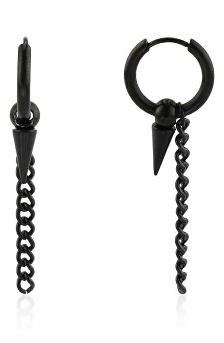 REBL Spike Chain Drop Huggie Hoop Earrings