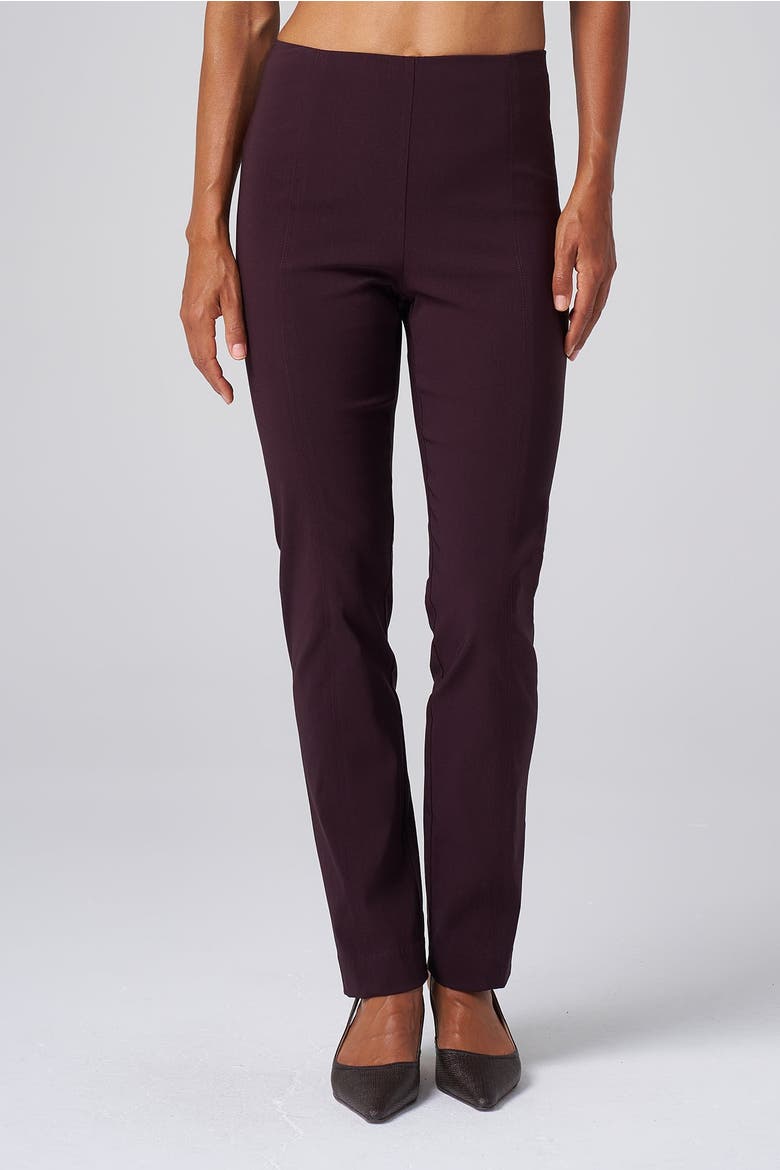High-Rise Structured Stretch Tapered Pant, Main, color, Black Cherry