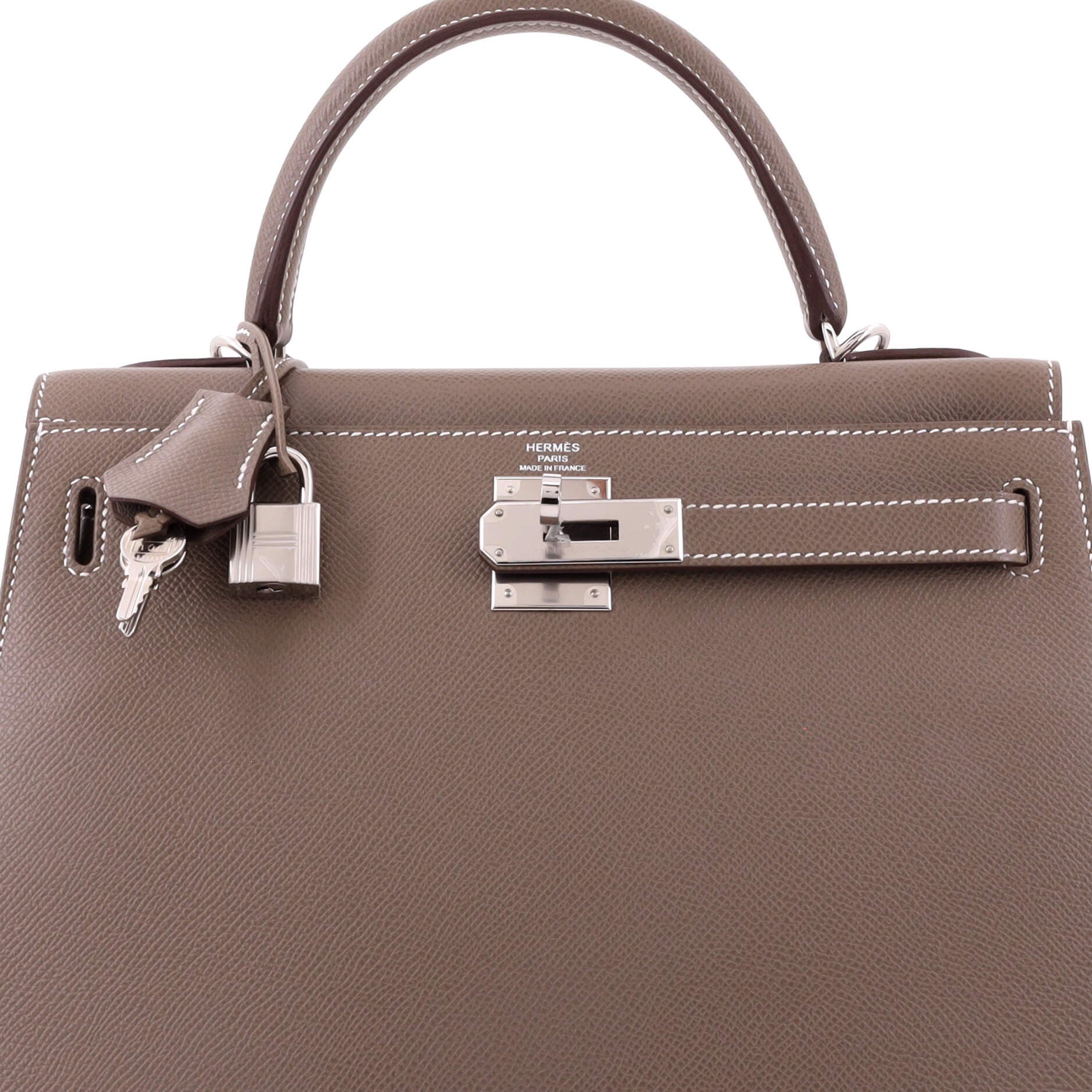 Kelly Handbag Grey Epsom with Palladium Hardware 28, Alternate, color, Grey