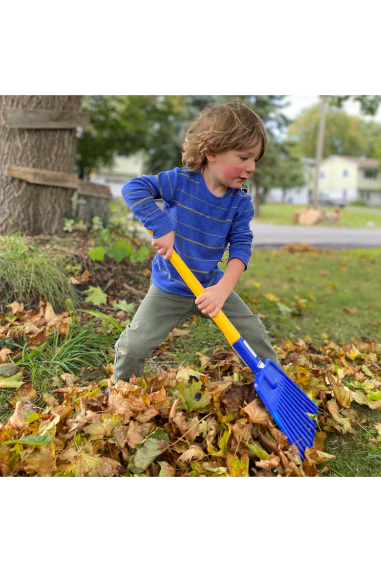 Children's Long Handled Leaf Rake, Alternate, color, Blue Multi