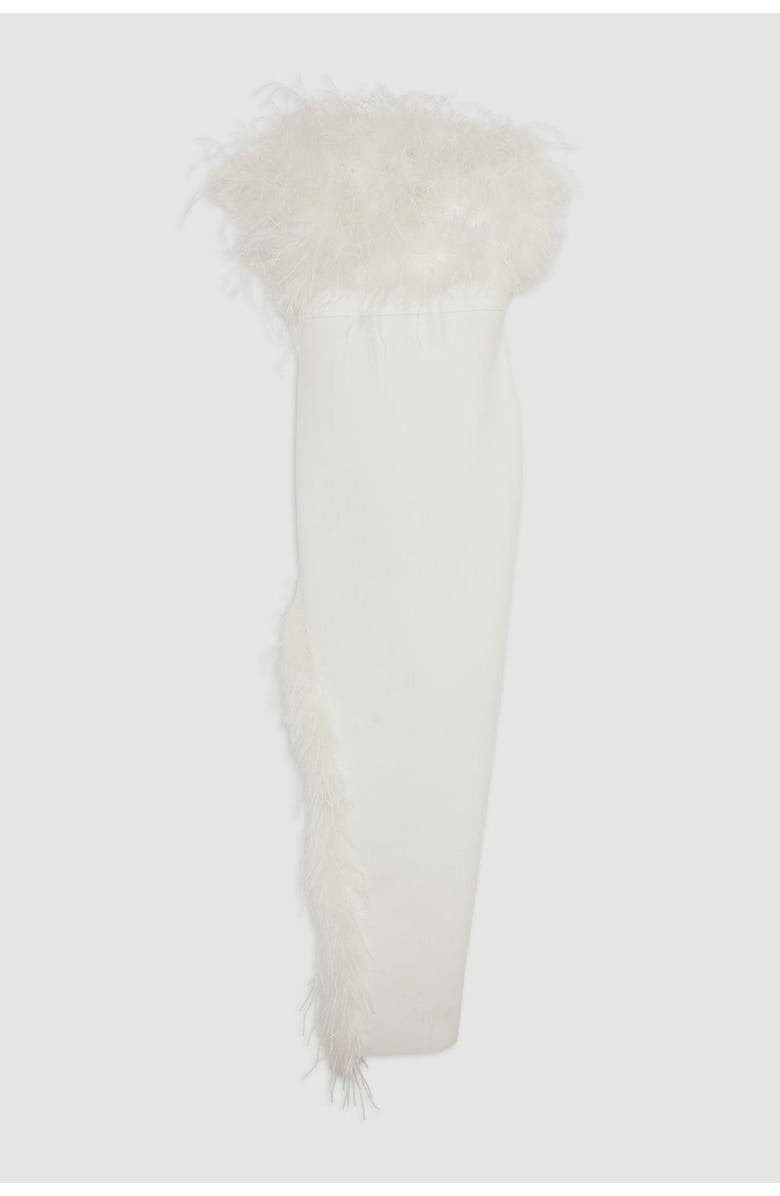 Karen Millen Feather Detail Bandeau Knit Midi Dress, Alternate, color, Ivory