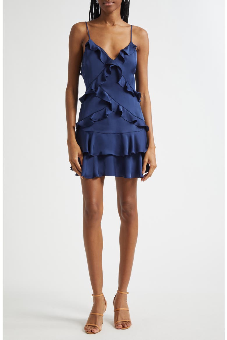 Maria Ruffle Detail Minidress, Main, color, SPRING NAVY