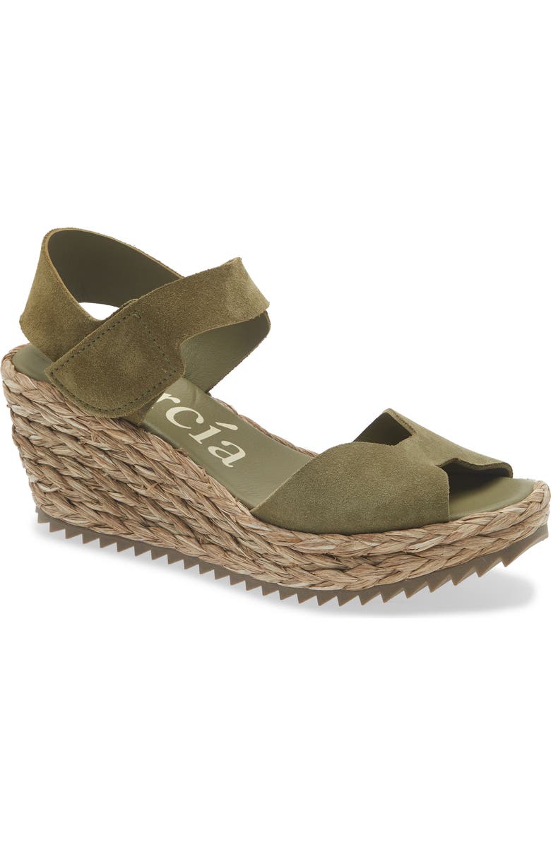 Pedro Garcia Fama Ankle Strap Wedge Sandal, Main, color, Thyme