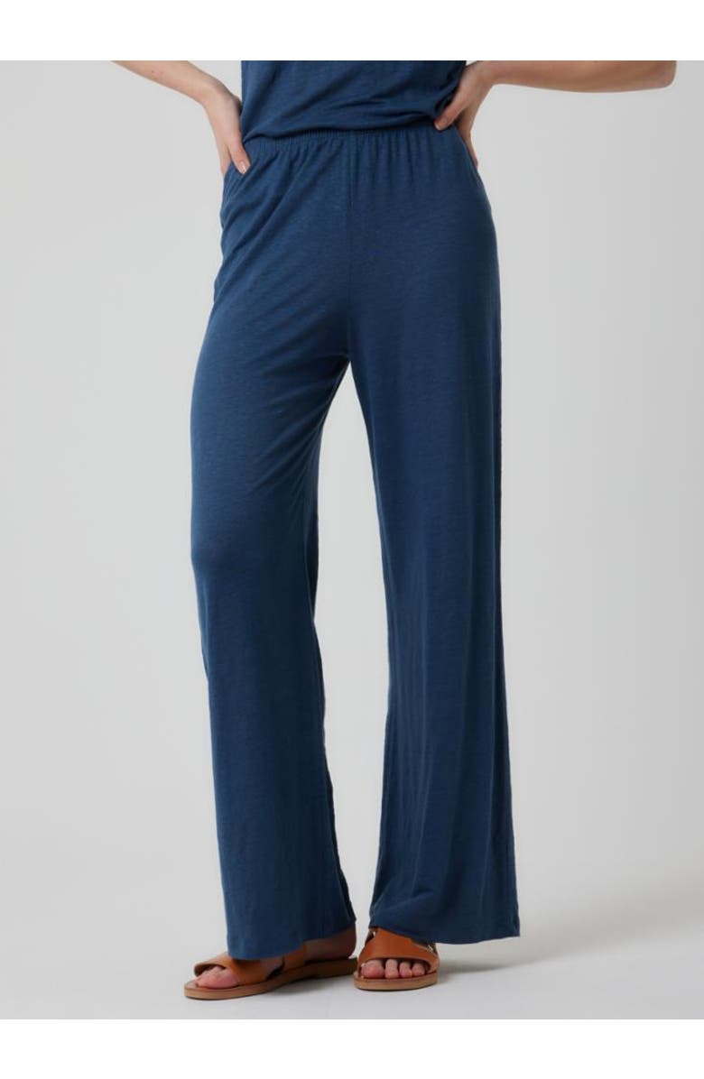 Majestic Filatures Stretch Linen Wide Leg Pant, Main, color, Bleu Taormina