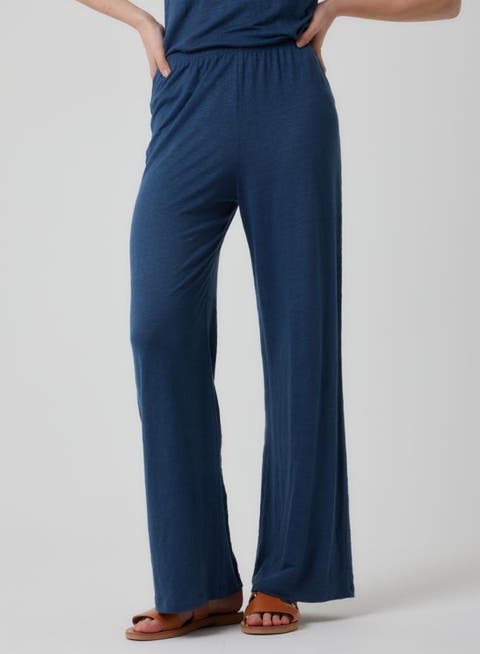 Stretch Linen Wide Leg Pant