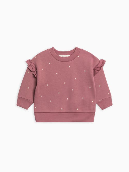Kendi Abbey Fleece Ruffle Sleeve Pullover Sweatshirt In Pink
