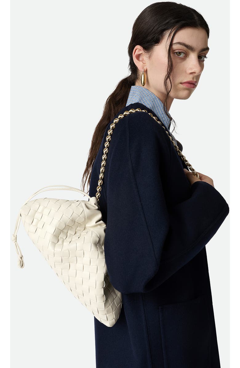 Bottega Veneta Dustbag Notte Intrecciato Leather Shoulder Bag, Alternate, color, Sea Salt