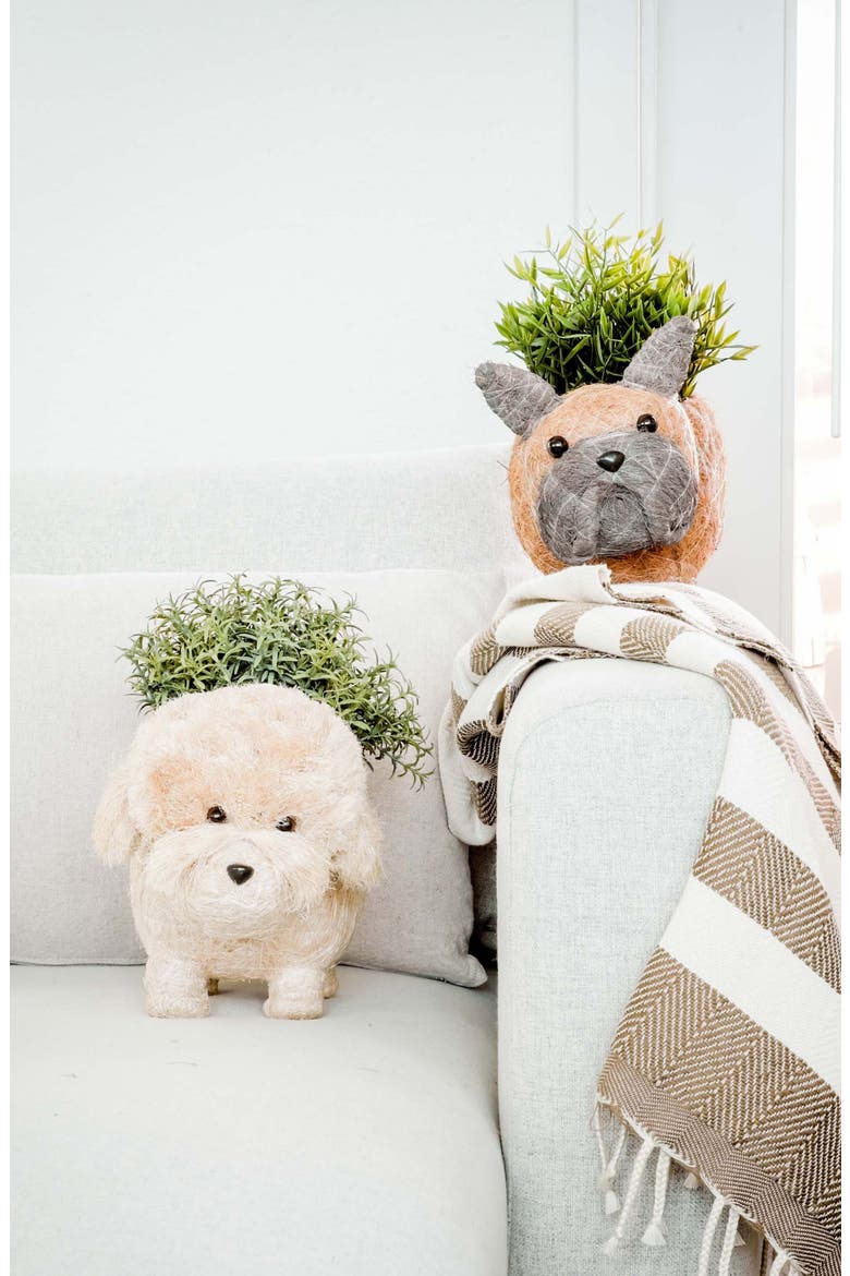 Poodle Handwoven Planter, Alternate, color, WHITE
