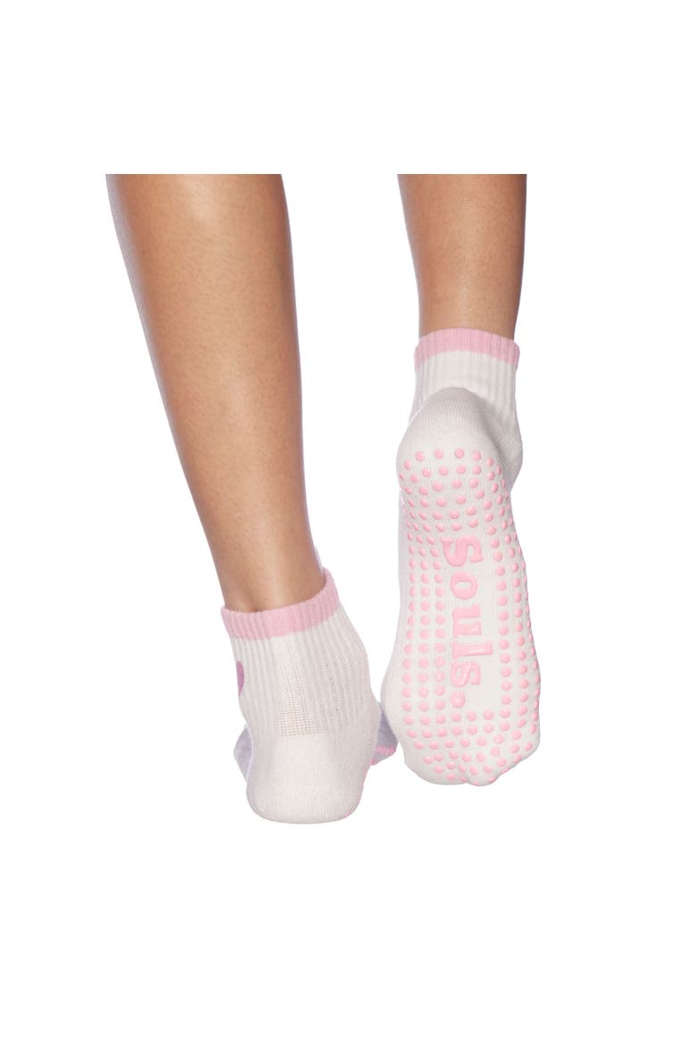 Pink Heart Ankle Grip Socks, Alternate, color, White