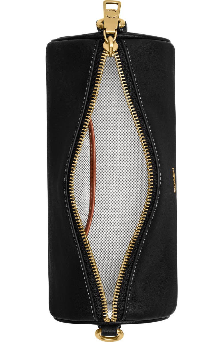COACH Leather Barrel Bag, Alternate, color, Black