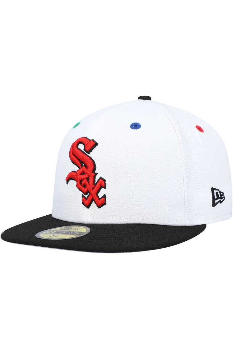 Men's New Era White/Black Chicago White Sox 95th Anniversary Primary Eye 59FIFTY Fitted Hat, Alternate, color, White