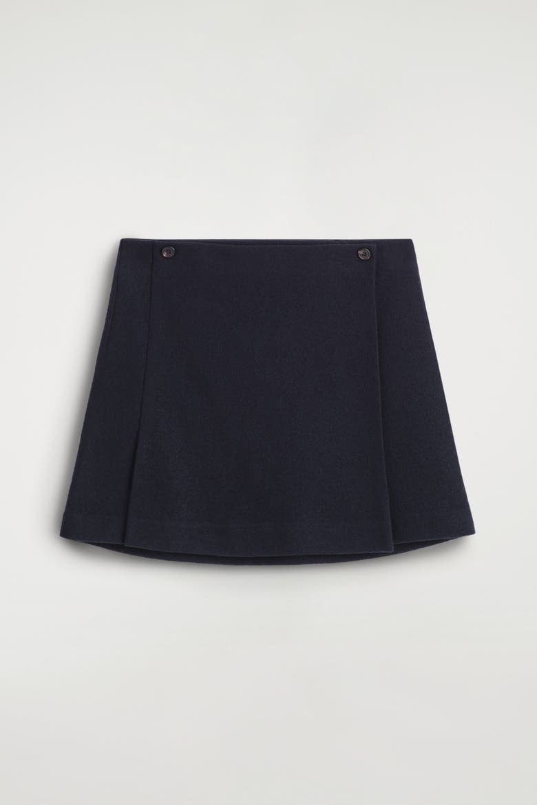 Boiled Merino Wool Mini Skirt, Alternate, color, NAVY