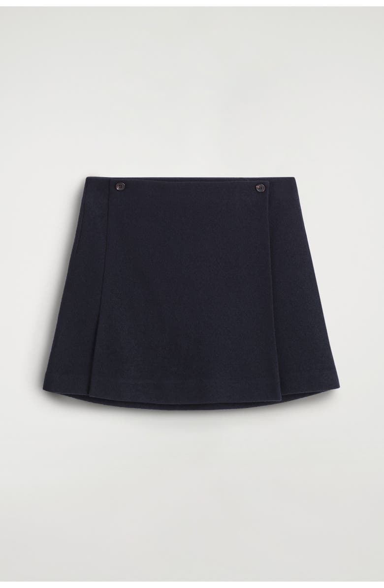 COS Boiled Merino Wool Mini Skirt, Alternate, color, Navy