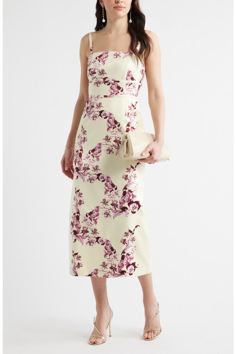Column Cocktail Dress, Alternate, color, YELLOW- PURPLE JESSICA FLORAL