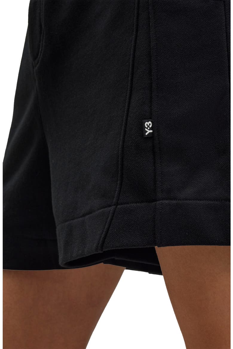 French Terry Cutline Shorts, Alternate, color, BLACK