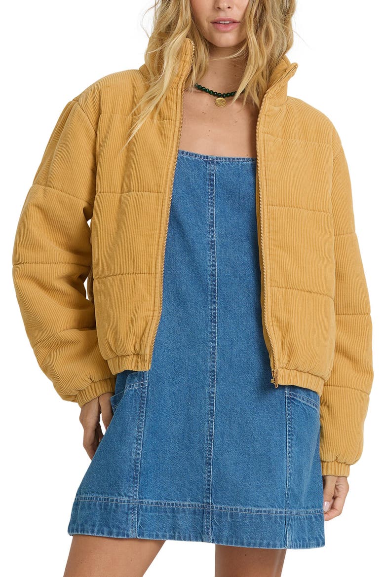 Winter Waves Corduroy Puffer Jacket, Main, color, CURRY