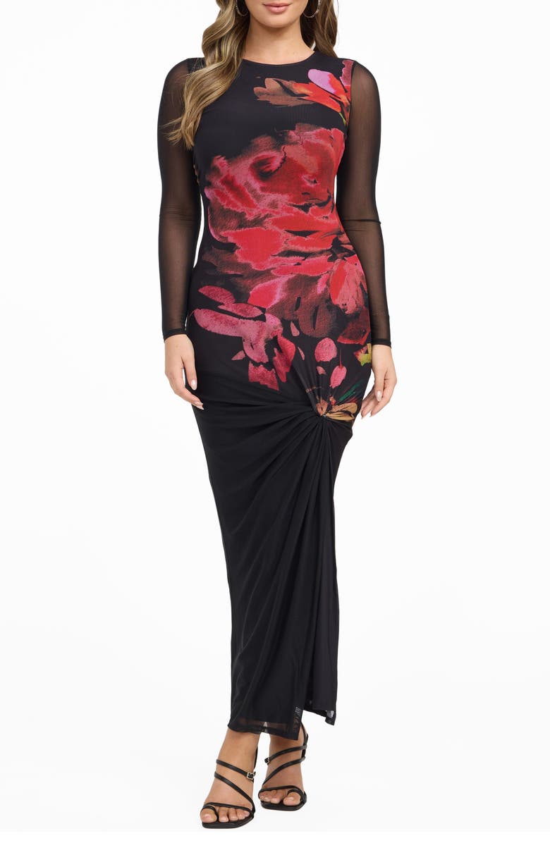 GUESS Alyssa Floral Print Long Sleeve Maxi Dress, Main, color, Vocal Rose Print