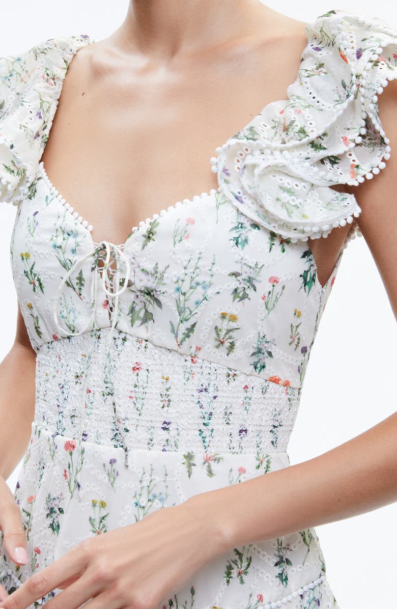 Alice + Olivia Hartford Floral Eyelet Minidress, Alternate, color, 