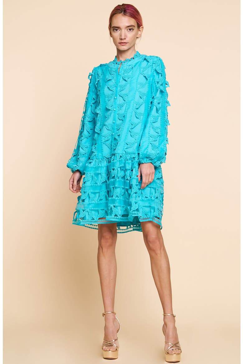 Wylla Humbird Lace & Organza Drop Waist Dress, Alternate, color, SUCCULENT BLUE