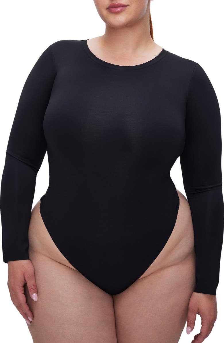 Good American Sculpting Crewneck Bodysuit, Alternate, color, Black001
