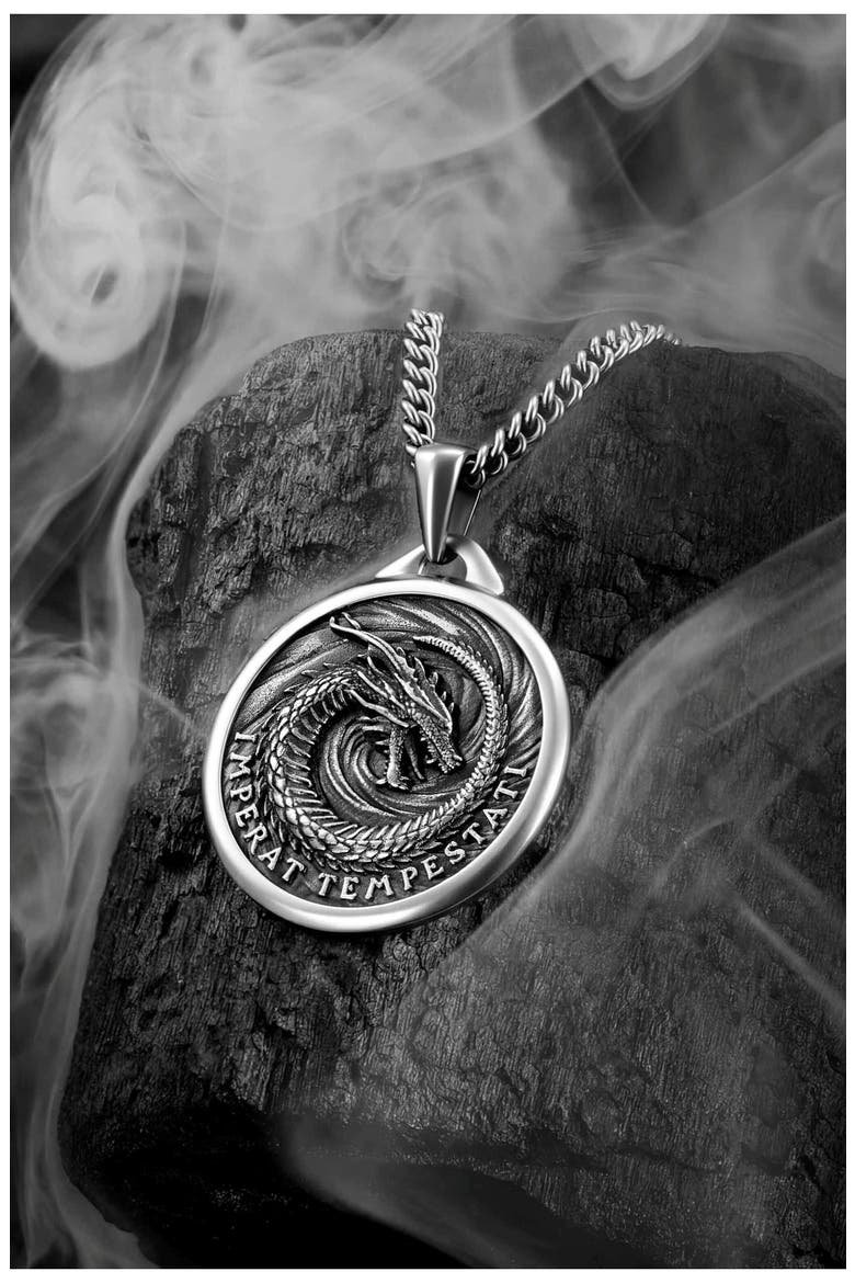 The Dragon Pendant Necklace, Alternate, color, SILVER