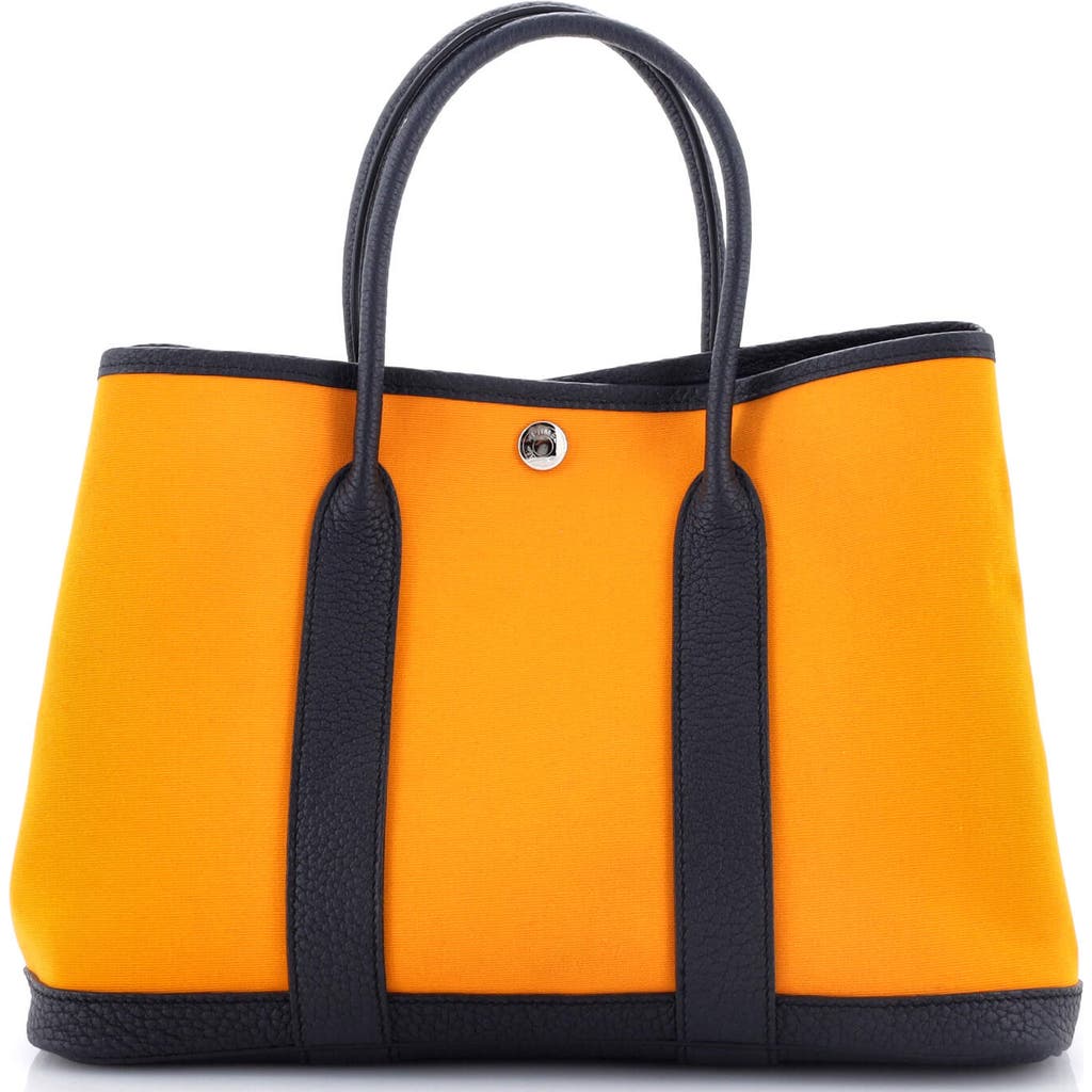 Pre-owned Hermes Hermes Garden Party Tote Toile And Leather 30 In Orange