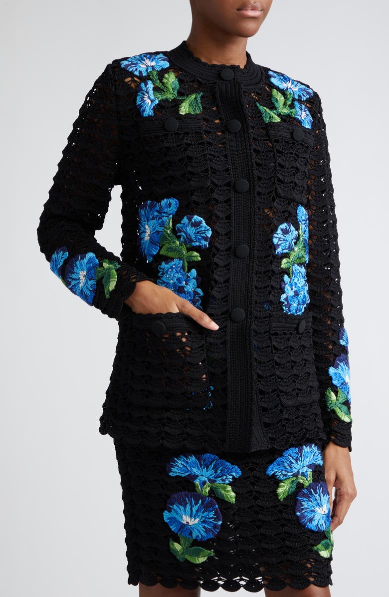 Dolce&Gabbana Bluebell Floral Embroidered Crochet Cardigan, Alternate, color, 