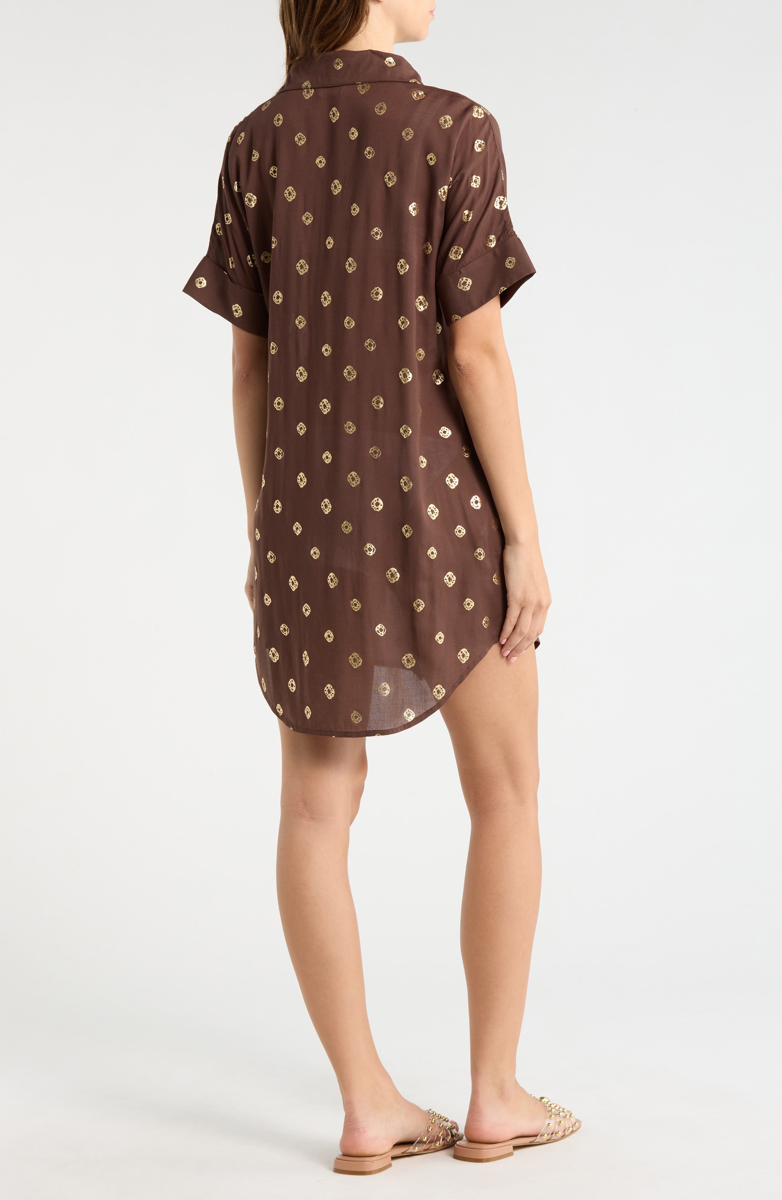 Metallic Dot Cover-Up Shirtdress - image 4
