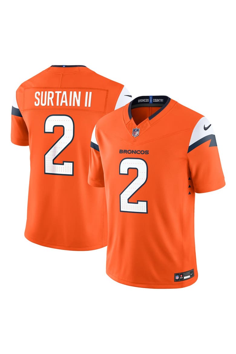 Men's Nike Patrick Surtain II Orange Denver Broncos Team Vapor F.U.S.E. Stitched Limited Jersey, Main, color, Orange